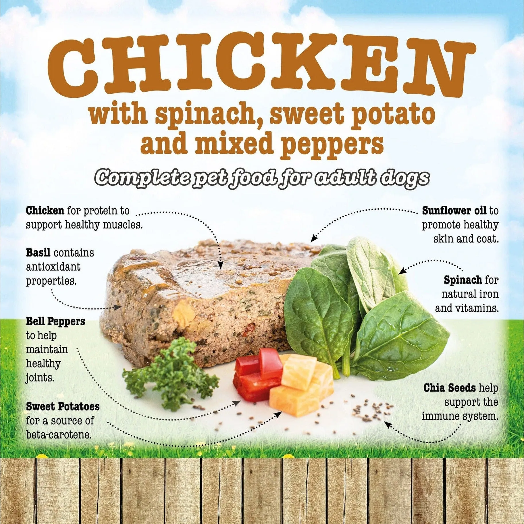Chicken with Spinach,Sweet Potato and Peppers 7x390g /Little BigPaw Pets Qatar