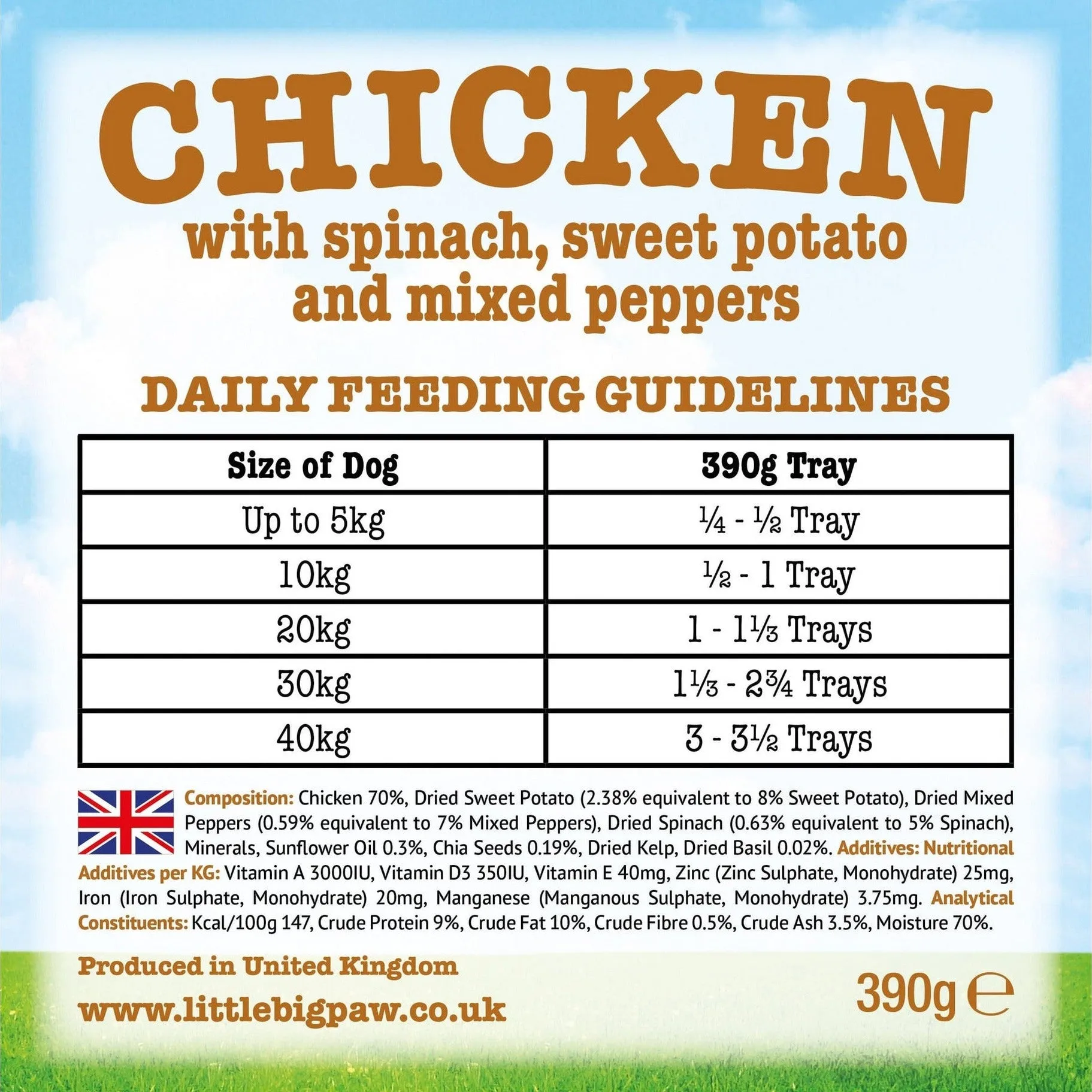 Chicken with Spinach,Sweet Potato and Peppers 7x390g /Little BigPaw Pets Qatar