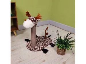 Deer Pattern Crystal Super Soft Cloth   12 Particle Board   5.5Cm Pillar   Jute Rope 47X30X54Cm Pets Qatar