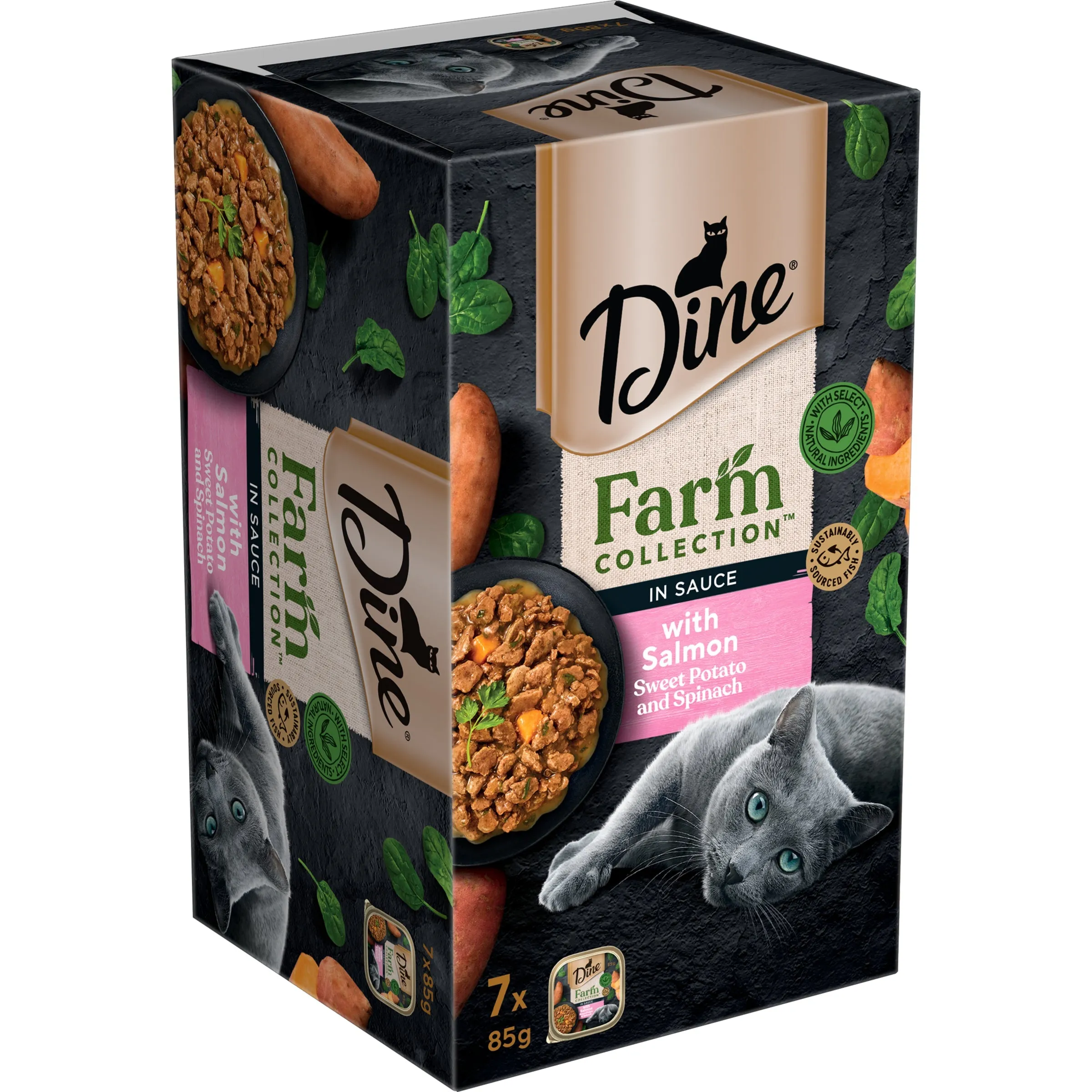 Dine Farm Collection Salmon Sweet Potato and Spinach Adult Cat Wet Food 85g x 7