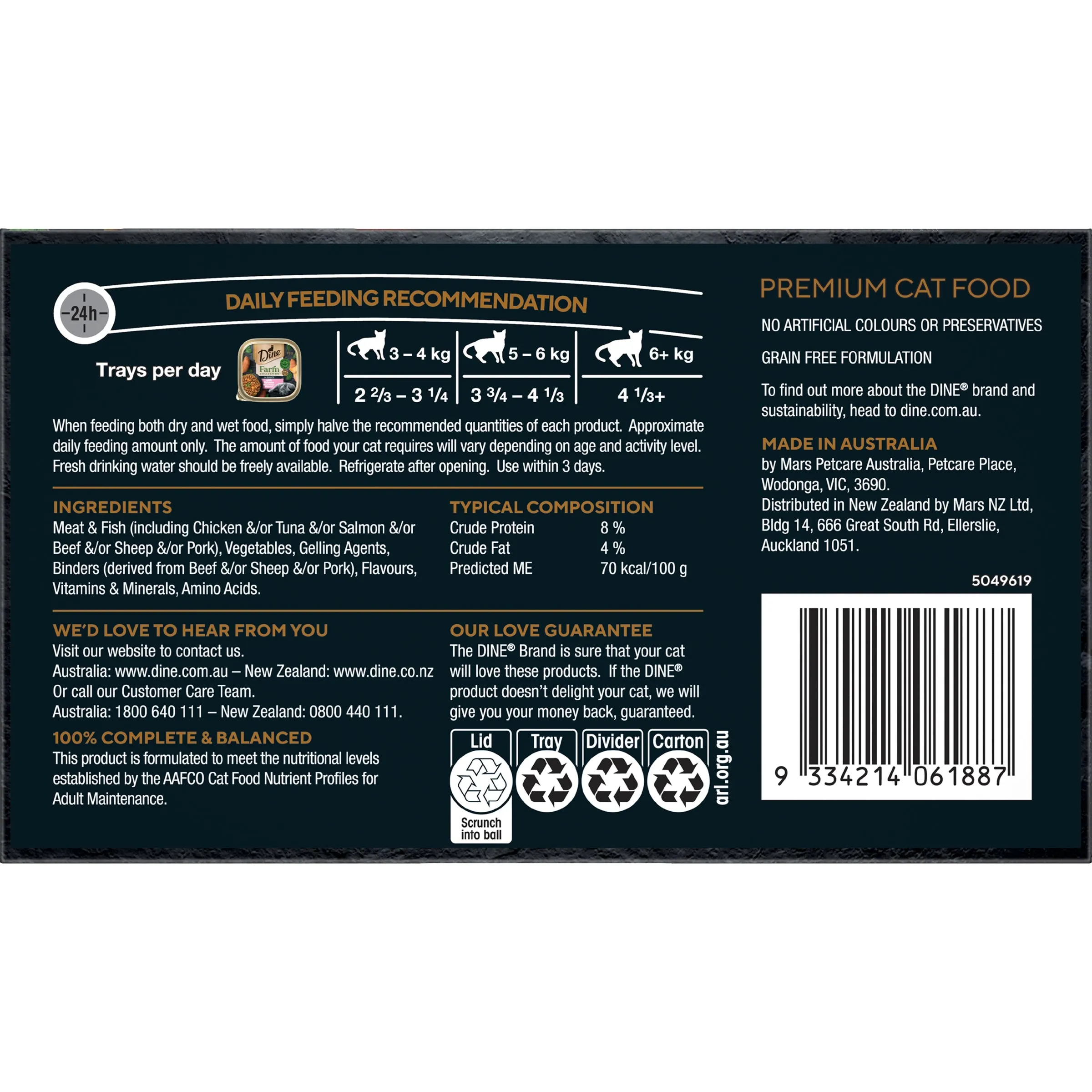 Dine Farm Collection Salmon Sweet Potato and Spinach Adult Cat Wet Food 85g x 7
