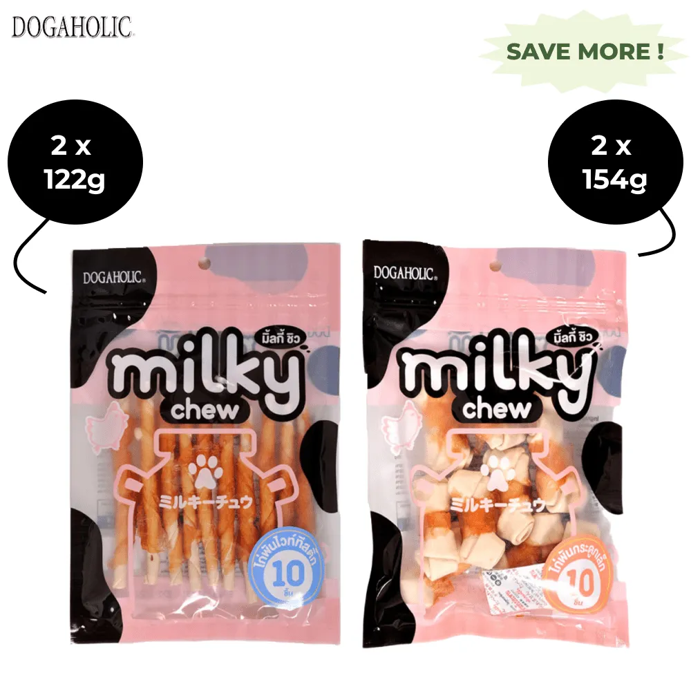 Dogaholic Milky Chew Chicken Stick Style and Bone Style Dog Treats Combo (2 2)