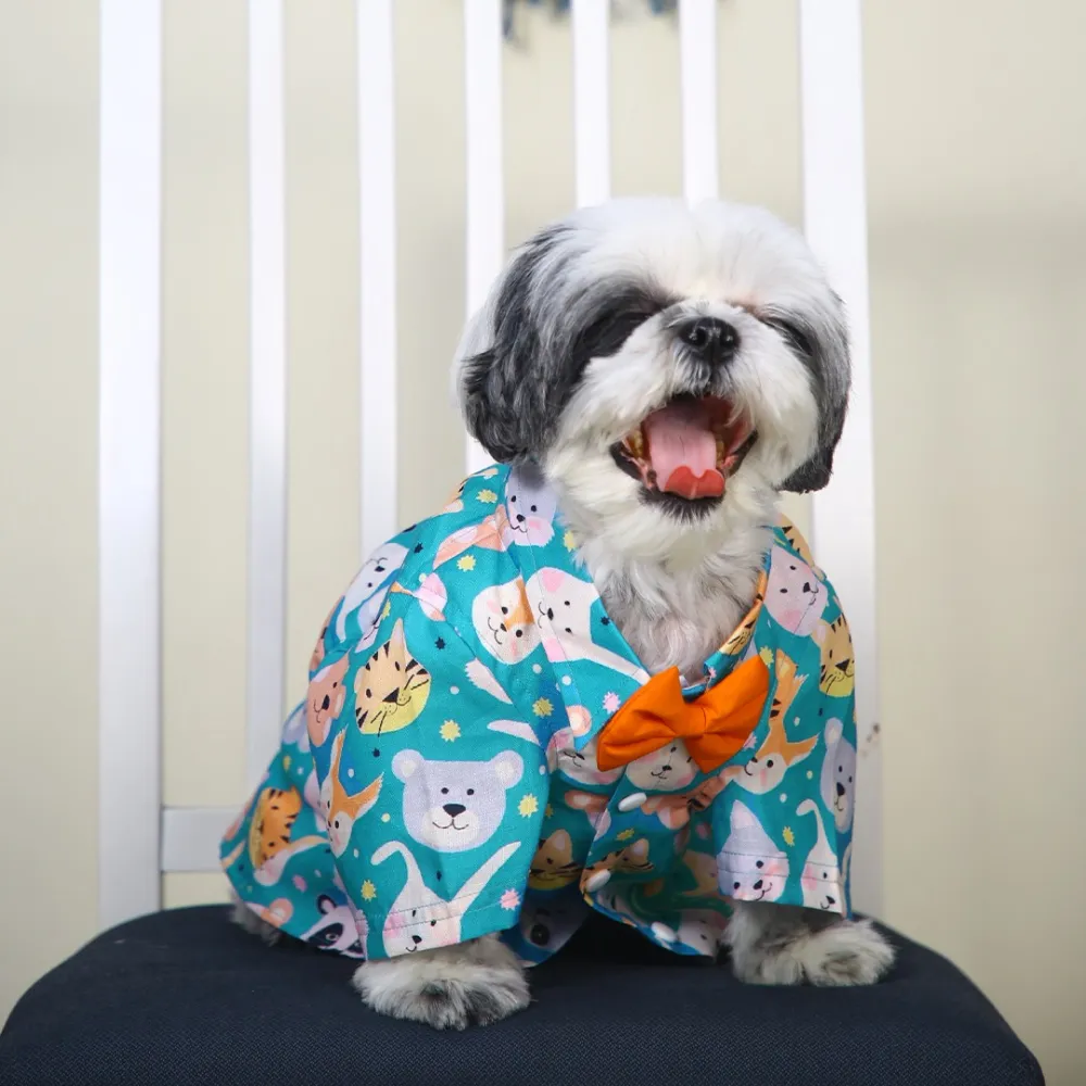 Dogobow Animal Print Shirt for Dogs (Teal)