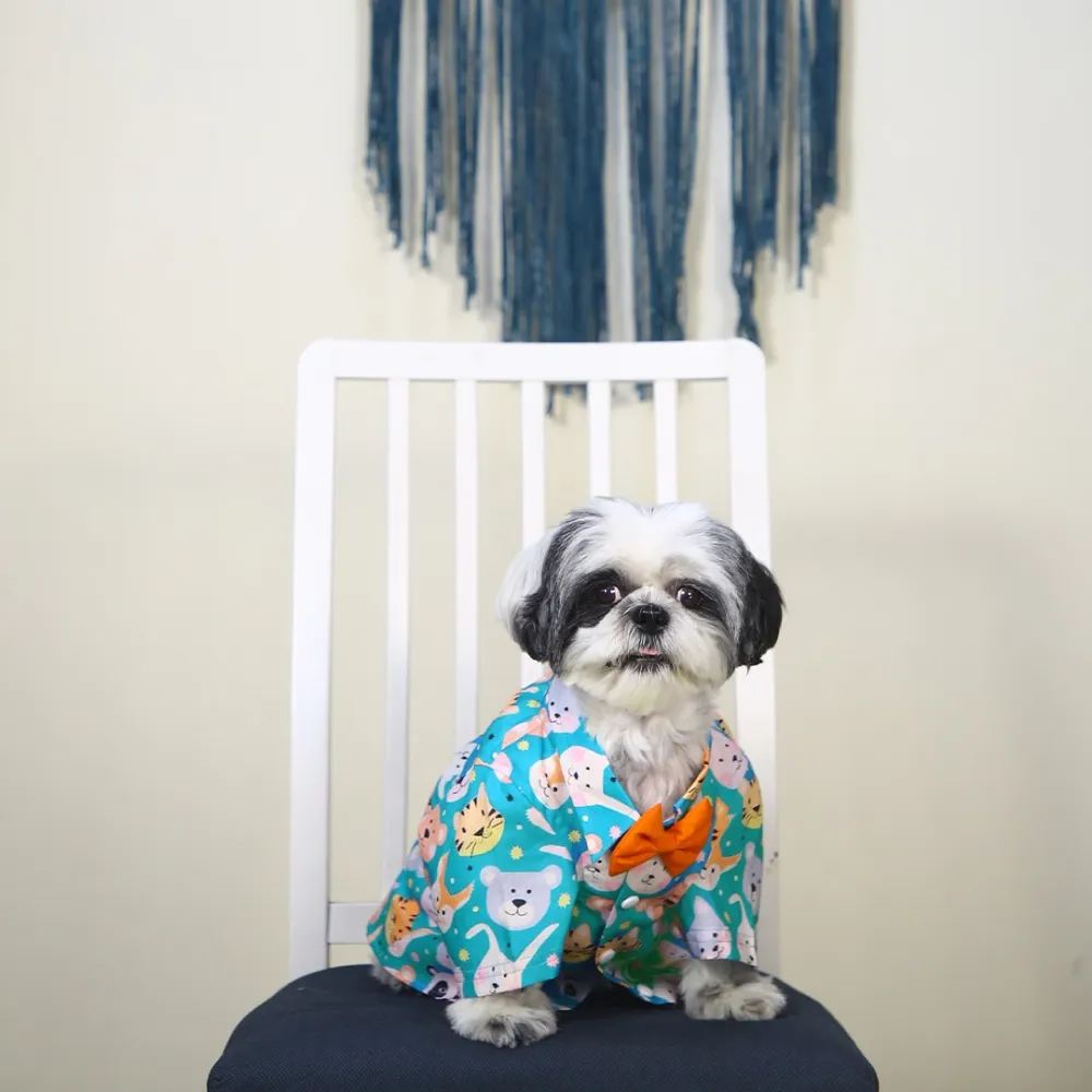 Dogobow Animal Print Shirt for Dogs (Teal)