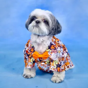 Dogobow Doggo Print Shirt for Dogs (Orange/White)