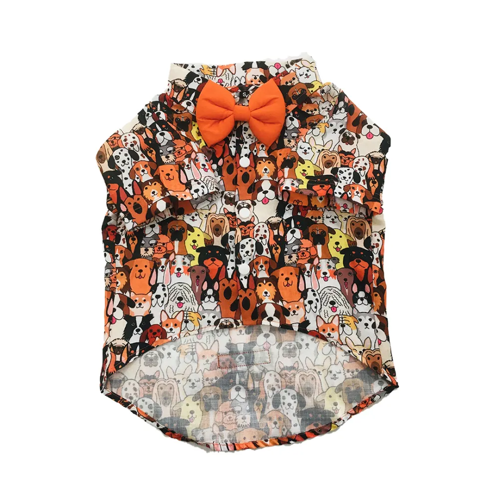 Dogobow Doggo Print Shirt for Dogs (Orange/White)