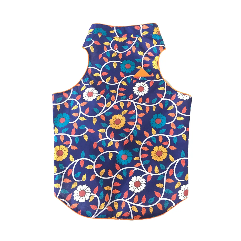 Dogobow Floral Sherwani for Dogs and Cats (Blue)