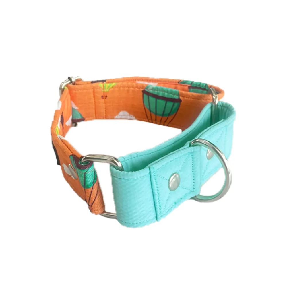 Dogobow Hot Air Ballon Print Martingale Collar for Dogs (Orange/Blue)