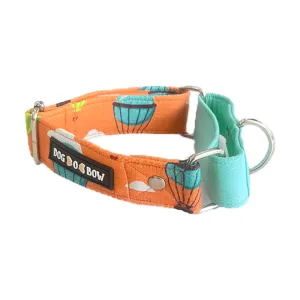 Dogobow Hot Air Ballon Print Martingale Collar for Dogs (Orange/Blue)