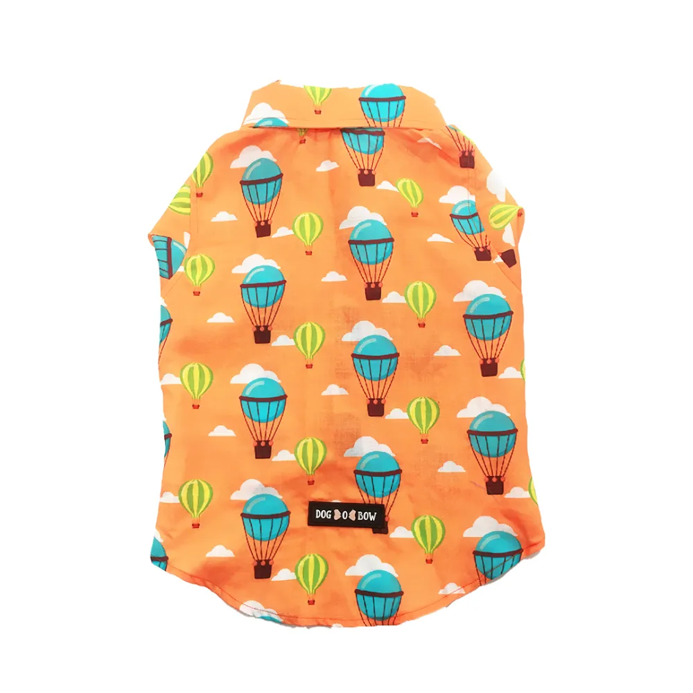 Dogobow Hot air Ballon Print Shirt for Dogs (Orange/Blue)