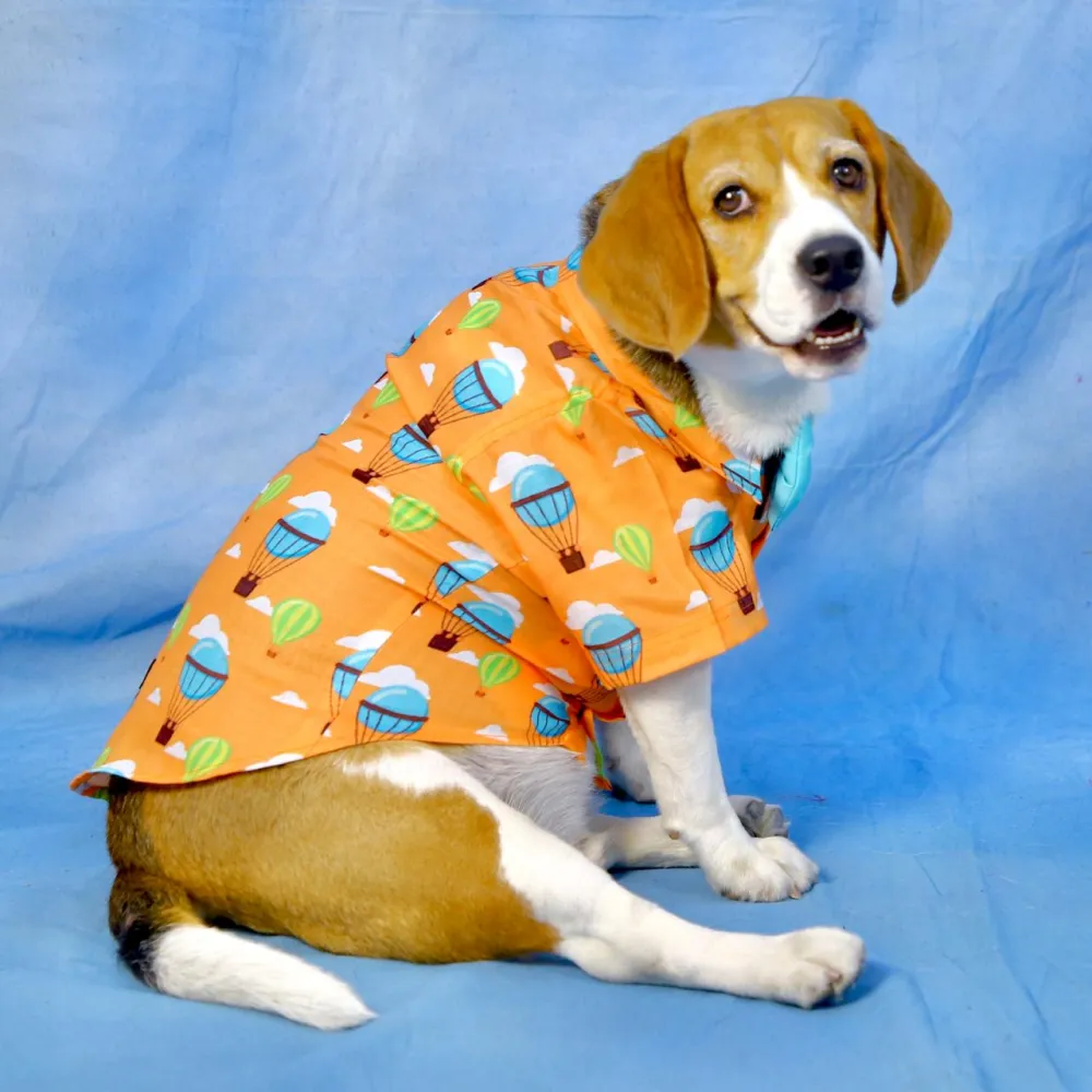 Dogobow Hot air Ballon Print Shirt for Dogs (Orange/Blue)