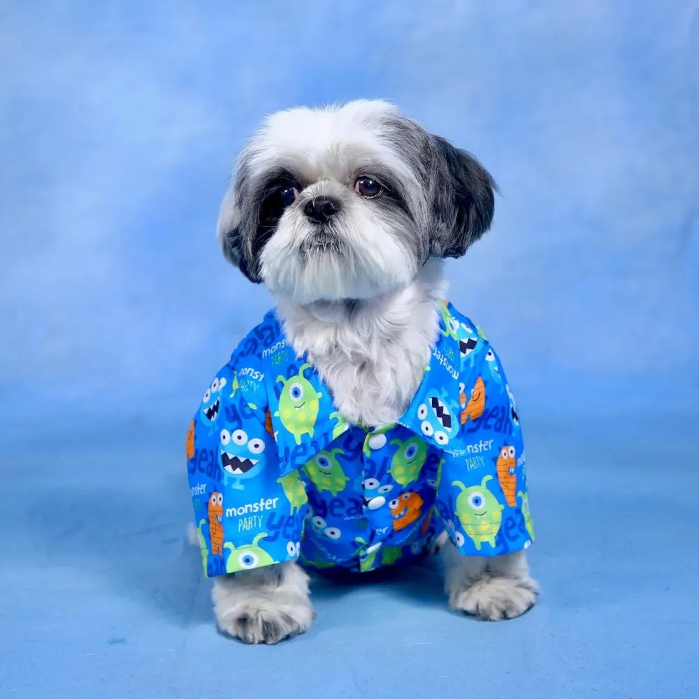 Dogobow Monster Print Shirt for Dogs (Blue)
