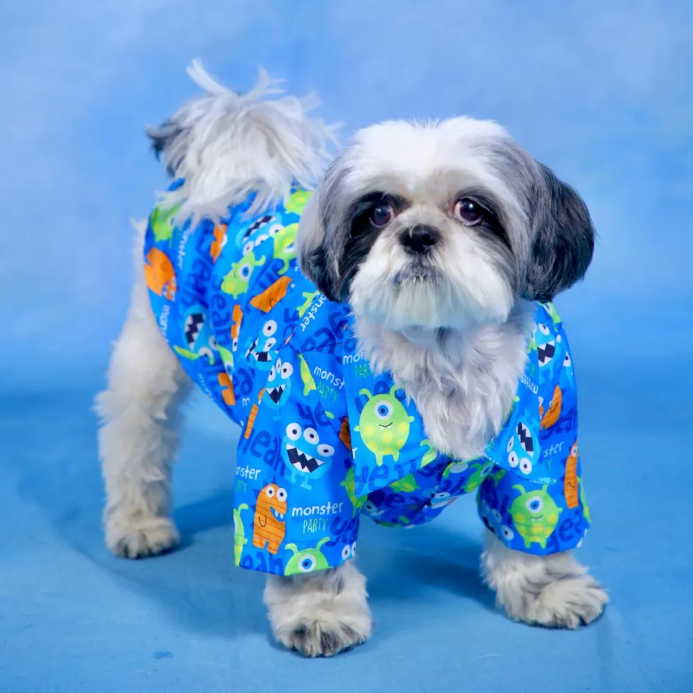 Dogobow Monster Print Shirt for Dogs (Blue)