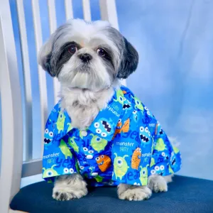 Dogobow Monster Print Shirt for Dogs (Blue)