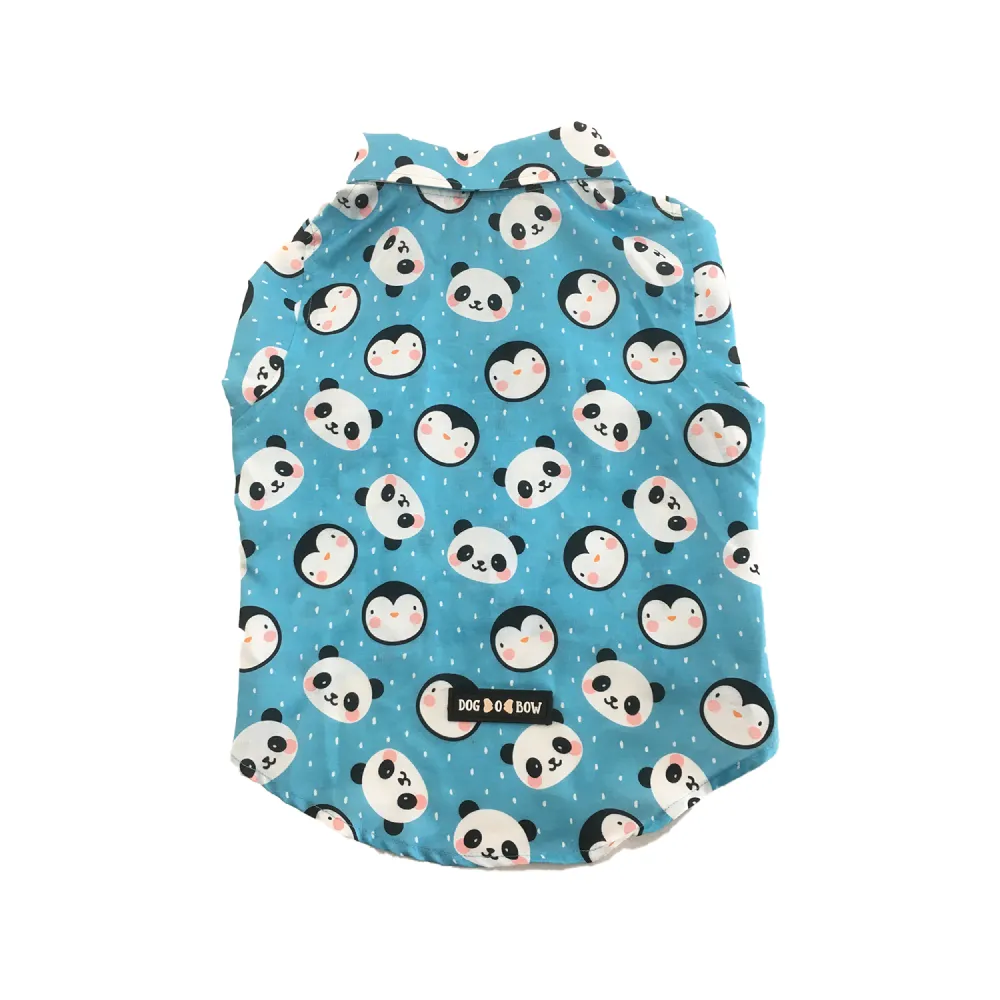 Dogobow Panda Print Shirt for Dogs (Blue/White)