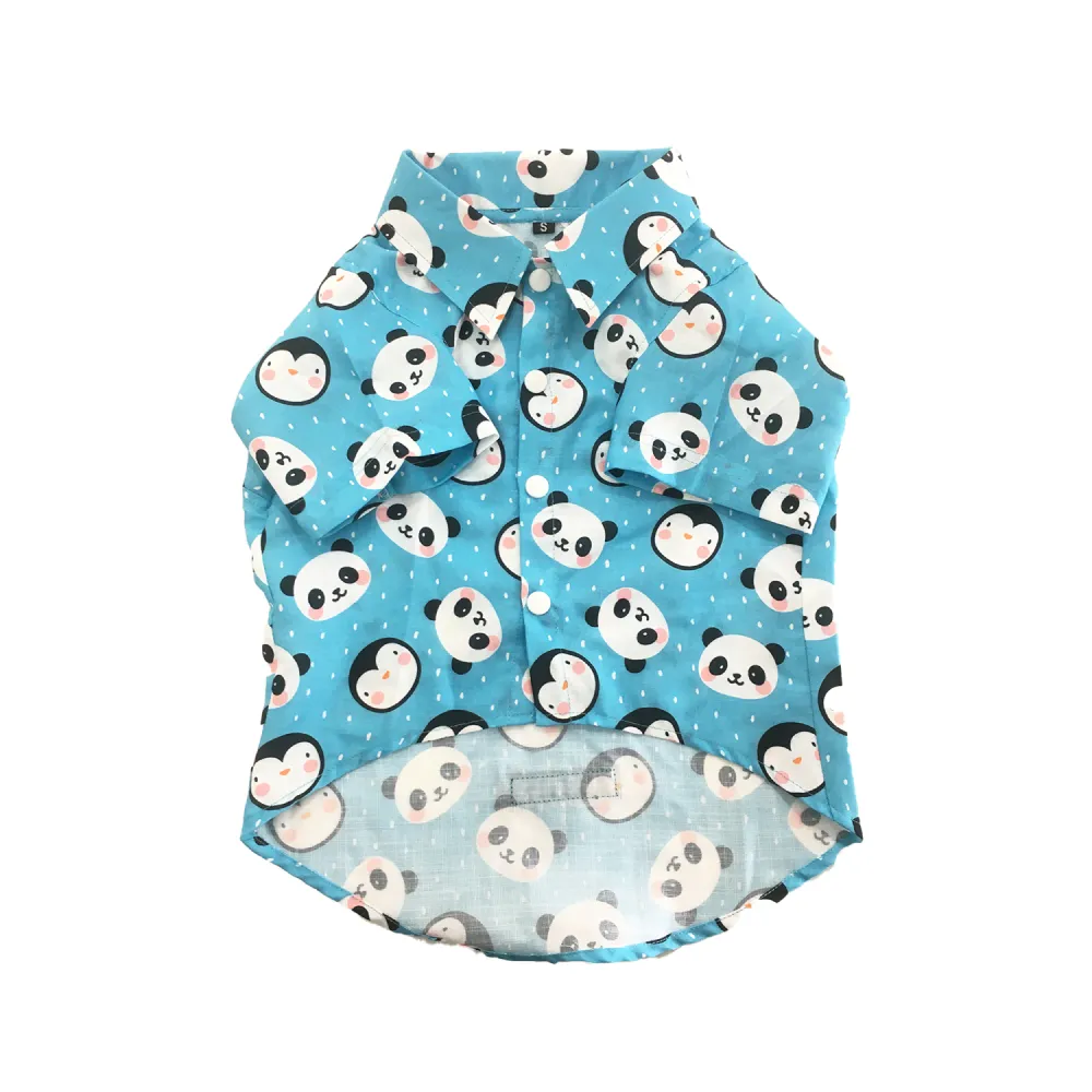 Dogobow Panda Print Shirt for Dogs (Blue/White)