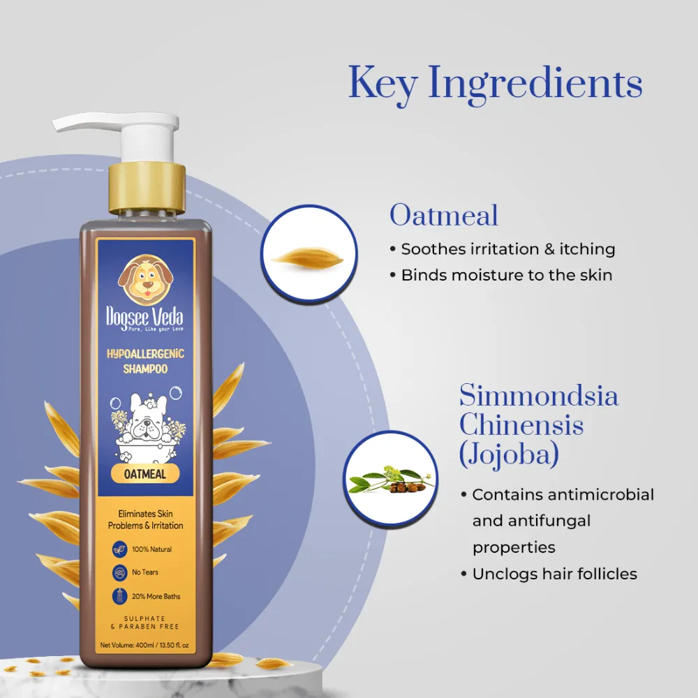 Dogsee Veda Hypoallergenic Oatmeal Shampoo for Dogs (400ml)