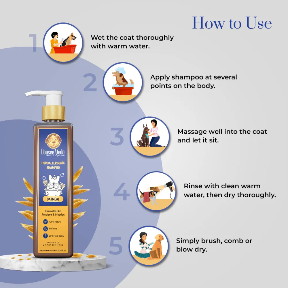 Dogsee Veda Hypoallergenic Oatmeal Shampoo for Dogs (400ml)