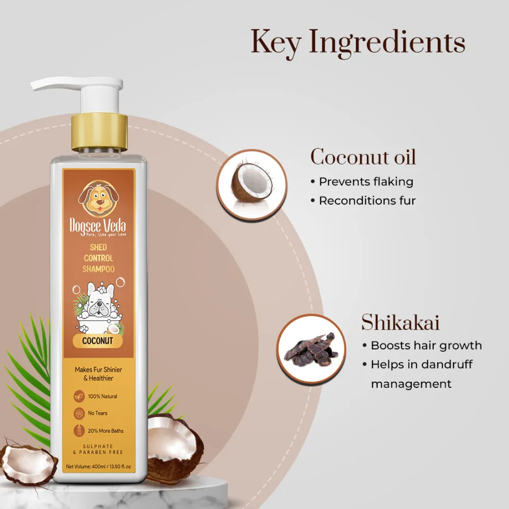 Dogsee Veda Shed Control Coconut Oil Shampoo for Dogs