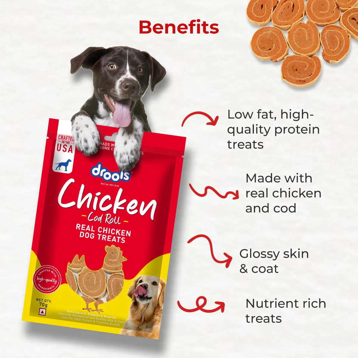 Drools Chicken Cod Roll Dog Treats
