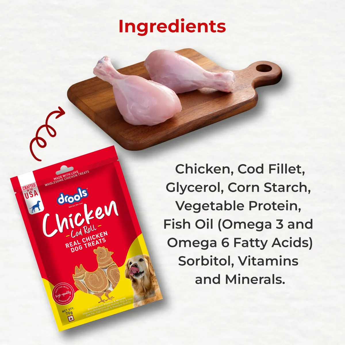 Drools Chicken Cod Roll Dog Treats