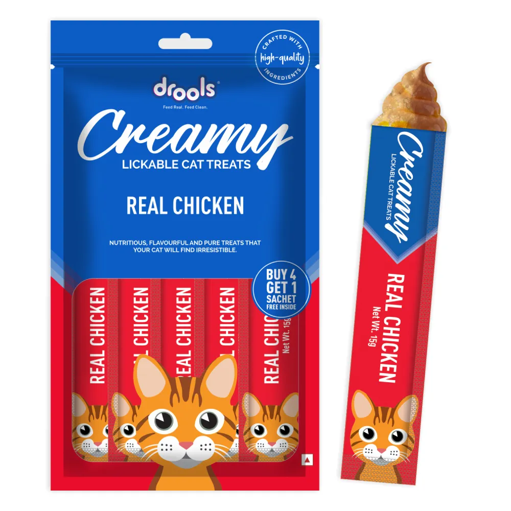 Drools Crab & Chicken and Real Chicken Creamy Cat Treats Combo