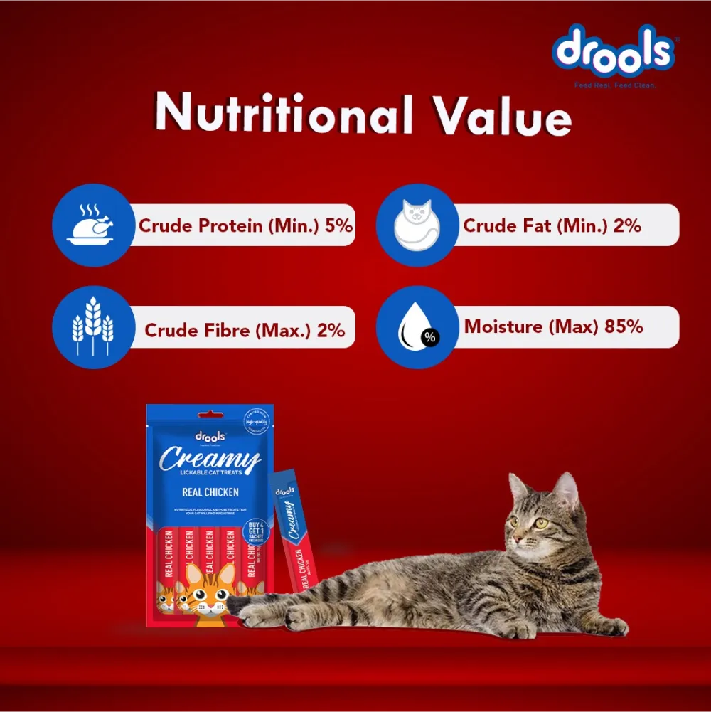 Drools Crab & Chicken and Real Chicken Creamy Cat Treats Combo