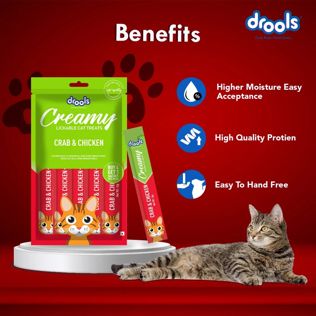 Drools Crab & Chicken and Real Chicken Creamy Cat Treats Combo