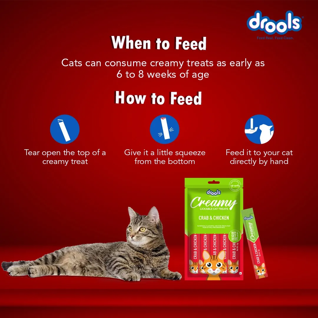 Drools Crab & Chicken and Real Chicken Creamy Cat Treats Combo