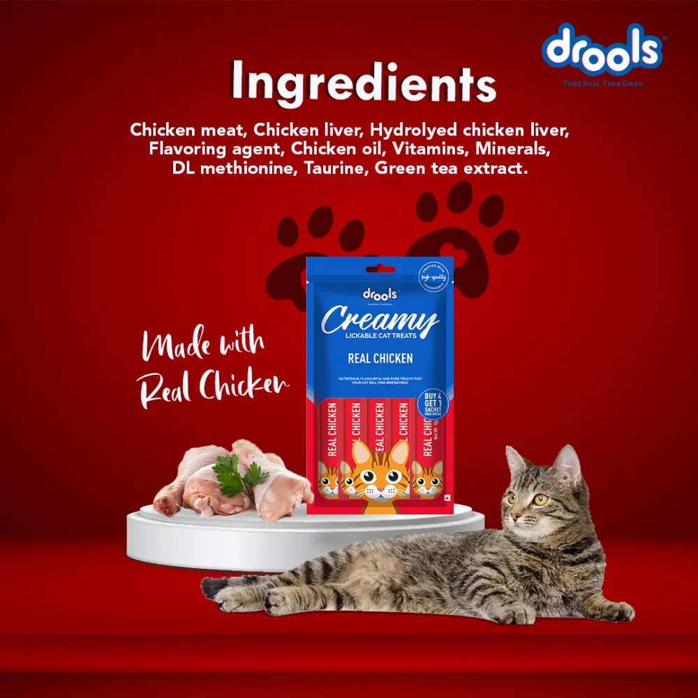 Drools Crab & Chicken and Real Chicken Creamy Cat Treats Combo
