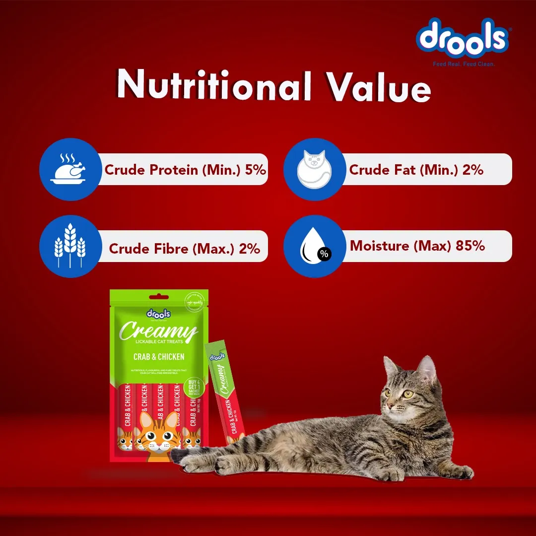 Drools Crab & Chicken and Real Chicken Creamy Cat Treats Combo