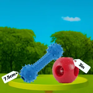 Drools Hole Ball Teething & Pet Vogue Bone Rubber Chew Toy Dog Combo