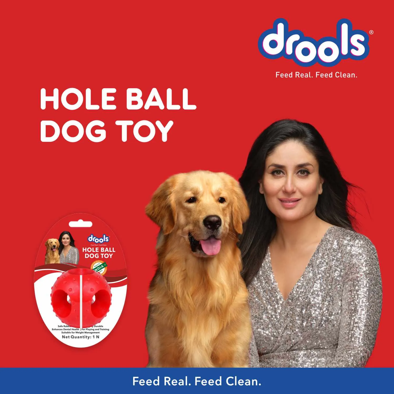 Drools Hole Ball Teething & Pet Vogue Bone Rubber Chew Toy Dog Combo