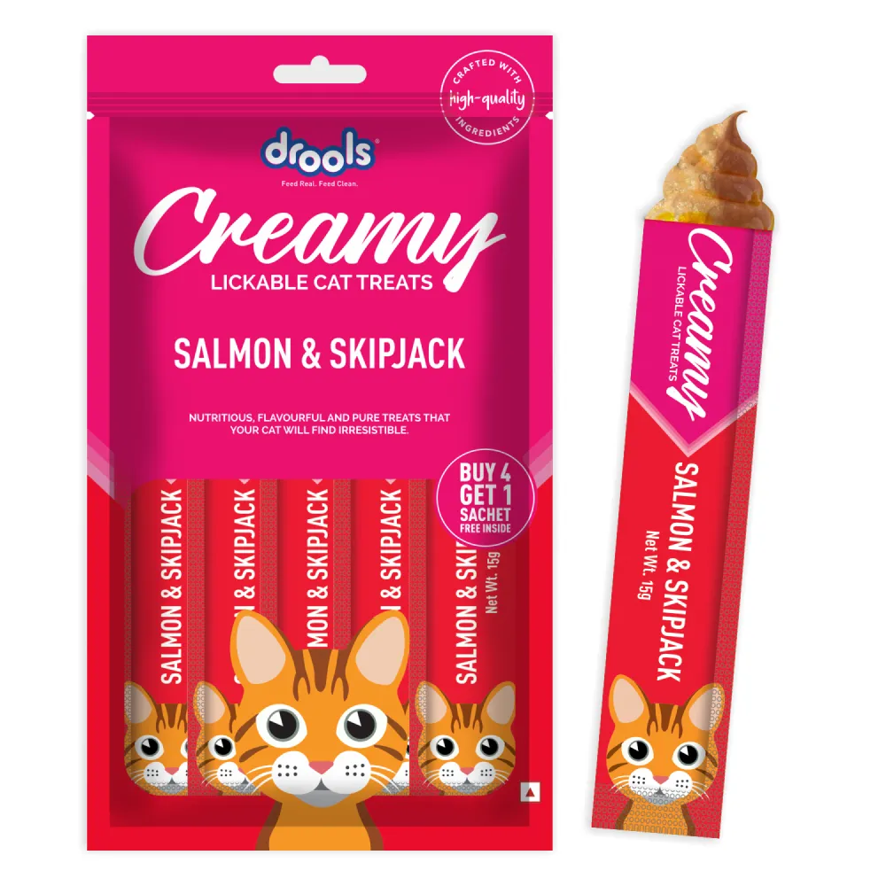 Drools Salmon & Skipjack, Crab & Chicken and Real Chicken Creamy Cat Treats Combo