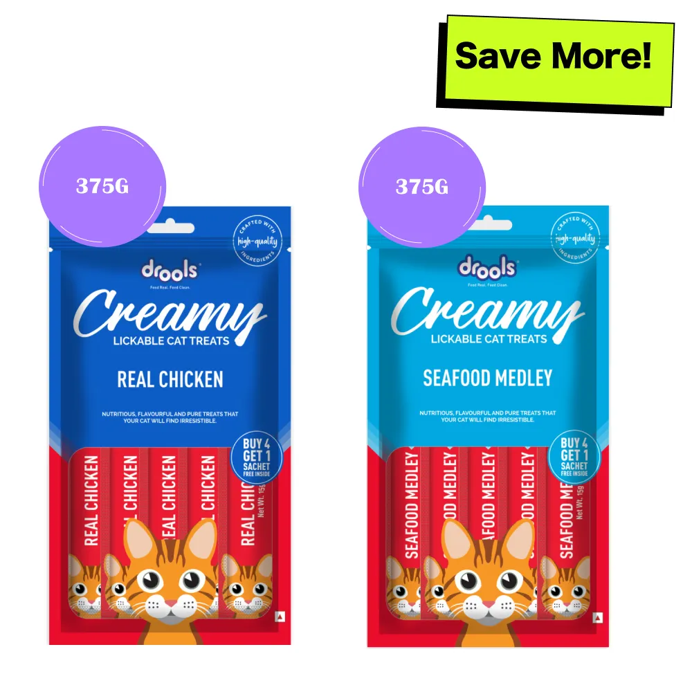 Drools Seafood Medley and Real Chicken Creamy Cat Treats Combo