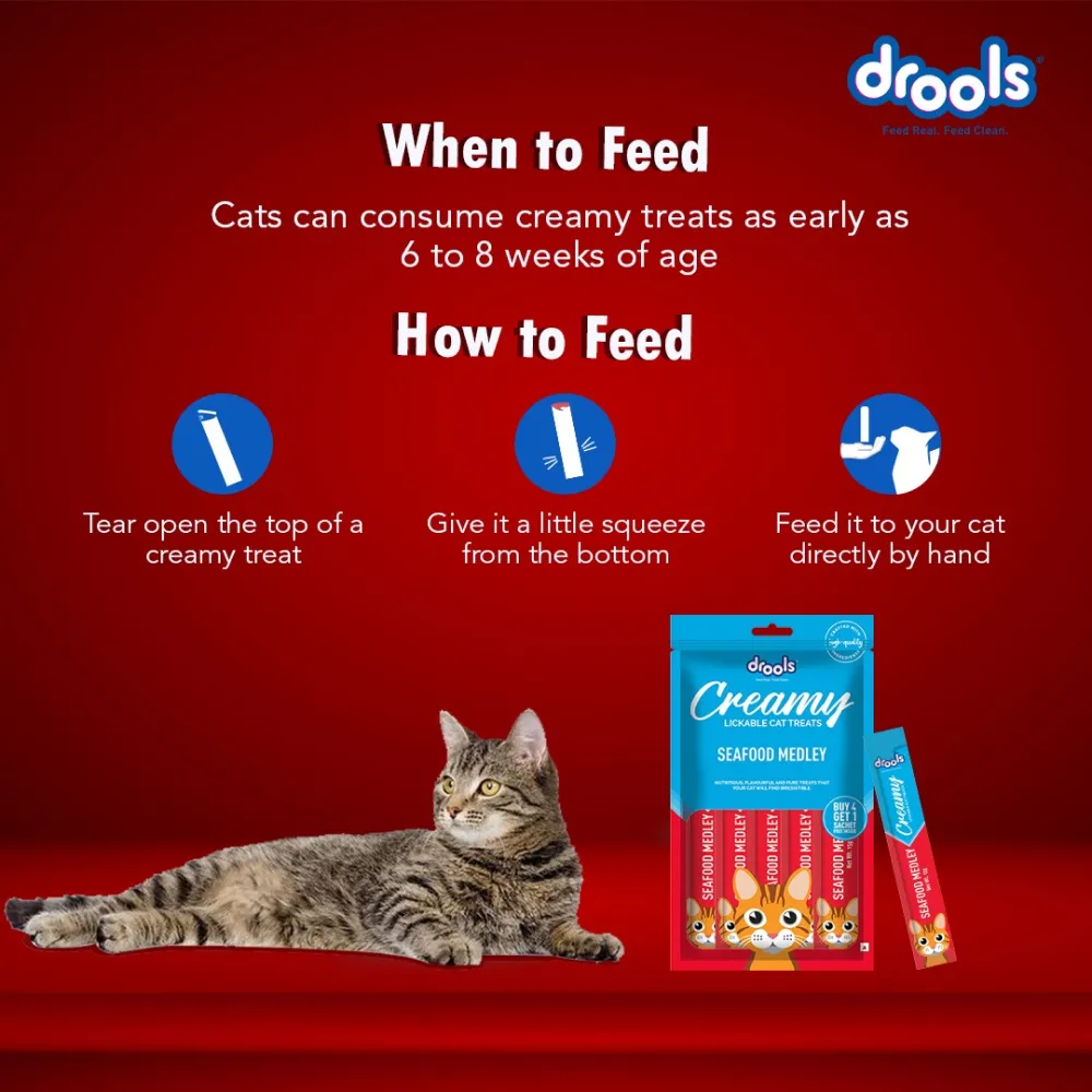 Drools Seafood Medley and Real Chicken Creamy Cat Treats Combo