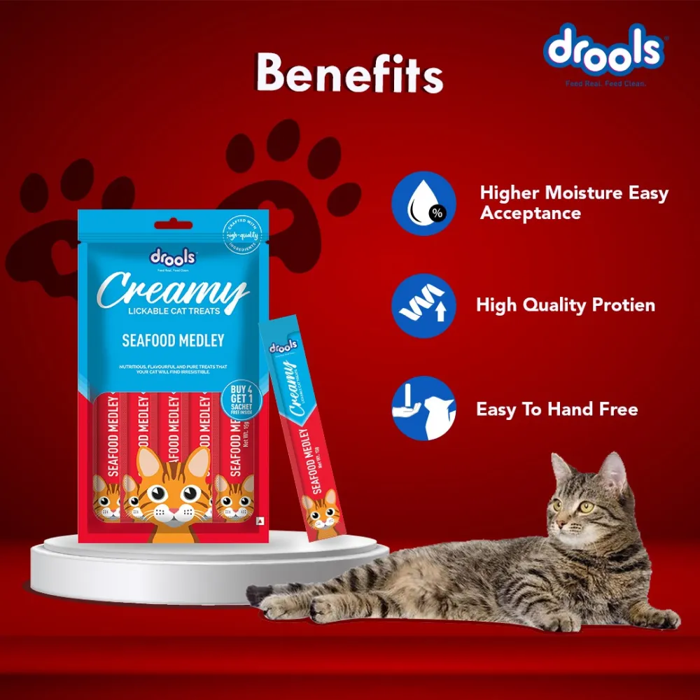 Drools Seafood Medley and Real Chicken Creamy Cat Treats Combo