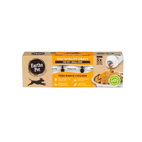 Earthz Pet Vitality Free Range Chicken Gravy for Toy and Small Dogs 35ml x 5***