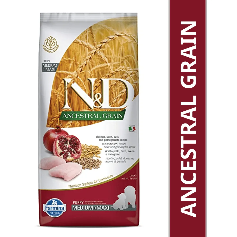 Farmina N&D Chicken & Pomegranate Ancestral Grain Puppy Medium Maxi Dog Dry Food  (Limited Shelf Life)