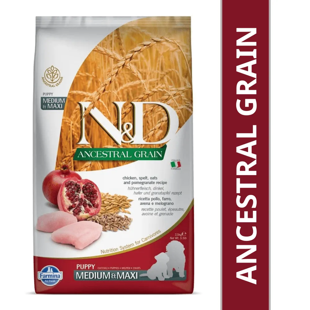 Farmina N&D Chicken & Pomegranate Ancestral Grain Puppy Medium Maxi Dog Dry Food  (Limited Shelf Life)