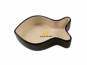 Feeding Bowl Fish Stone Feed Me Meow 17x10,5x4,5cm - 300ml black Pets Qatar