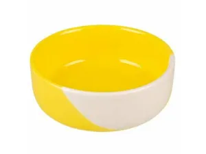 Feeding bowl Stone grace 600ml - 14,5x14,5x5,5cm yellow/white Pets Qatar