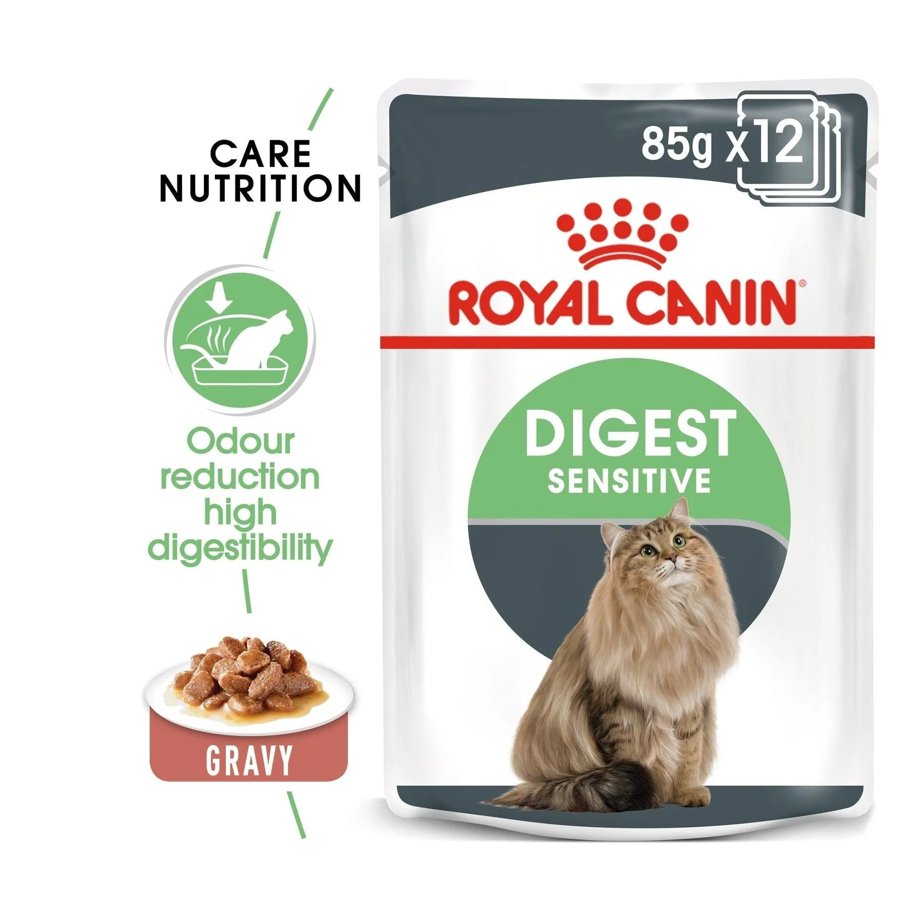 Feline Care Nutrition Digest Sensitive Gravy 12X85G(Wet Food - Pouches) Pets Qatar