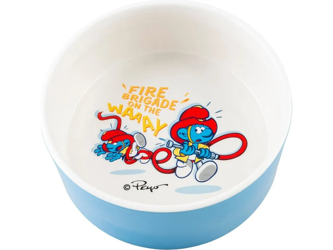 Fire brigade Smurfs feeding bowl 1500ml - 19x19x7,5cm white/blue Pets Qatar