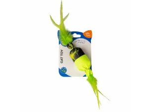 Flash Bonbon with feathers 30x4x4cm green Pets Qatar