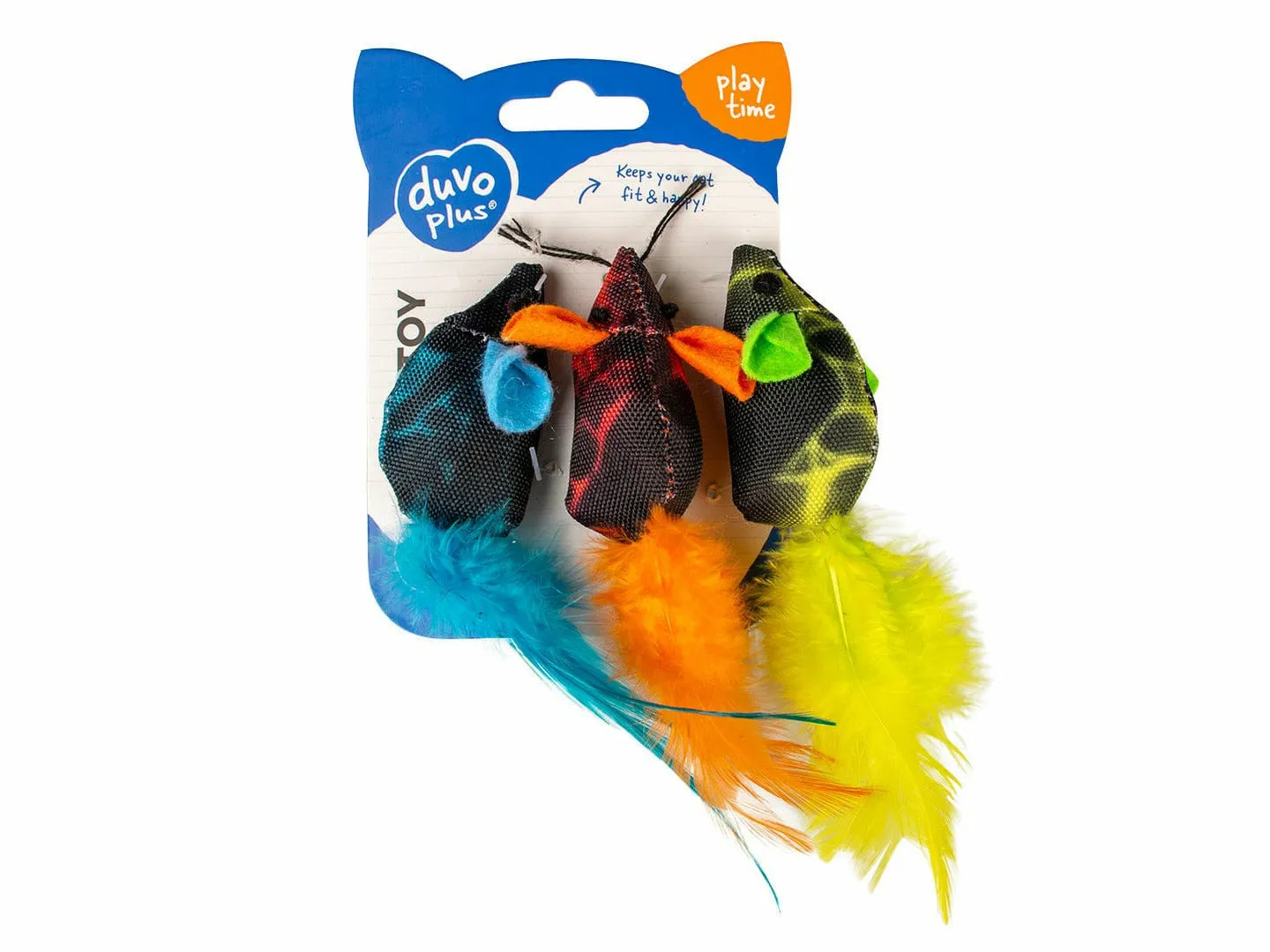 Flash mice with feathers 3pc - 19x5,5x3cm Multicolour Pets Qatar