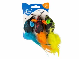 Flash mice with feathers 3pc - 19x5,5x3cm Multicolour Pets Qatar