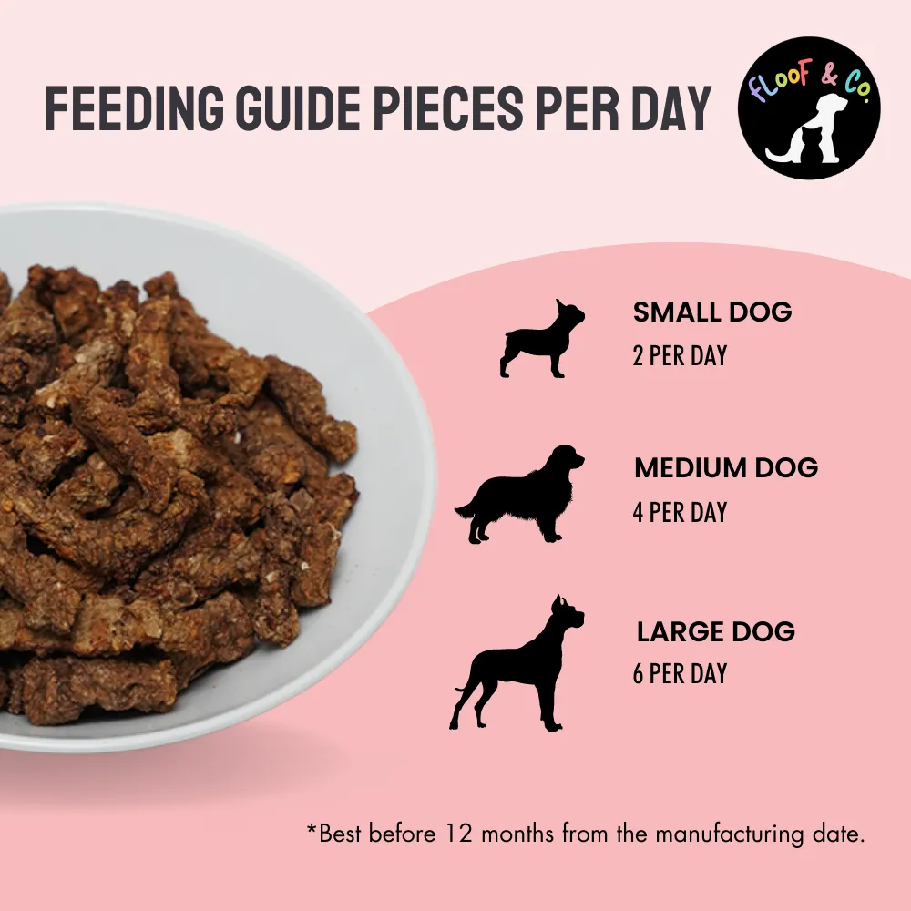 Floof & Co Pork Chew, Bacon Cheese, Chicken Cheese, Roasted Lamb and Smoked Lamb Dog Treats Combo