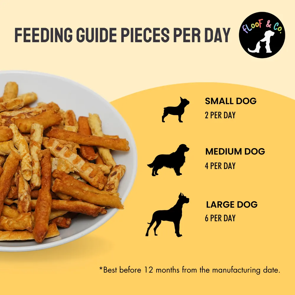 Floof & Co Pork Chew, Bacon Cheese, Chicken Cheese, Roasted Lamb and Smoked Lamb Dog Treats Combo