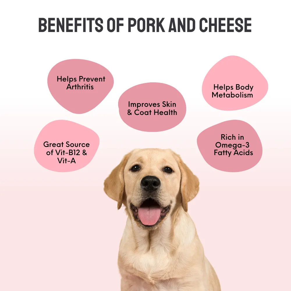Floof & Co Pork Chew, Bacon Cheese, Chicken Cheese, Roasted Lamb and Smoked Lamb Dog Treats Combo